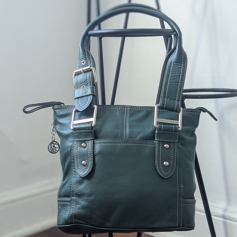 Franco Sarto Sophisticated Dark Green Leather Tote Shoulder Bag For everyday use - Picture 4 of 12